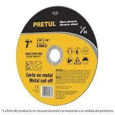 PAQUETE DE 5 DISCO DE CORTE EXTRAFINO METAL PRETUL