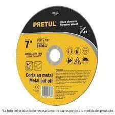 PAQUETE DE 5 DISCO DE CORTE EXTRAFINO METAL PRETUL