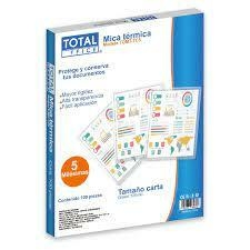 MICA TERMICA 5 MIL T/CARTA 22.9 x 29.2 cm C/100 PIEZAS TOTAL OFFICE (HAV)