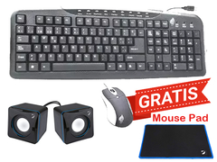 KIT TECLADO, MOUSE Y BOCINAS MULTIMEDIA GREEN LEAF + MOUSE PAD (GRATIS)