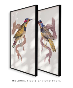 Imagem do Conjunto de Dois Quadros Pássaros na Árvore