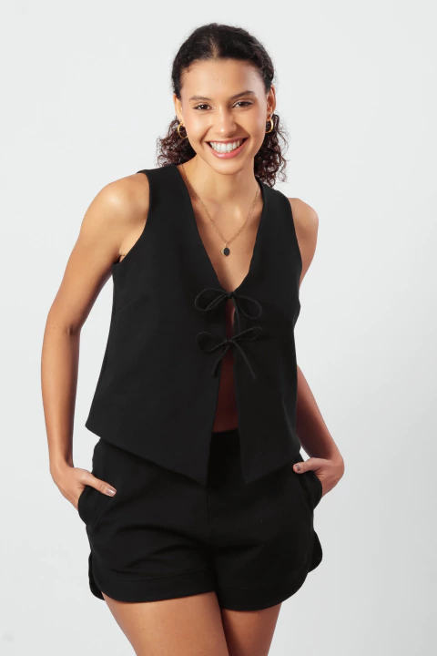 Blusa com amarração Crystals Preta