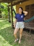 Pijama Cropped Listrado Marinheiro Azul Marinho na internet