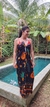 Pareô Frutas Preta e Laranja - Cherrie Moda Feminina