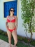 Biquíni Cortininha Lateral e Calcinha Borboleta Texturizado Vermelho Morango - Cherrie Moda Feminina