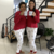 Pijama Longo Calça Punho Vermelho Urso Esquiador