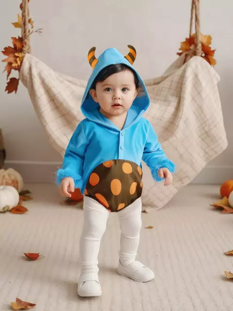 Fantasia Body Bebê Monstrinho Azul