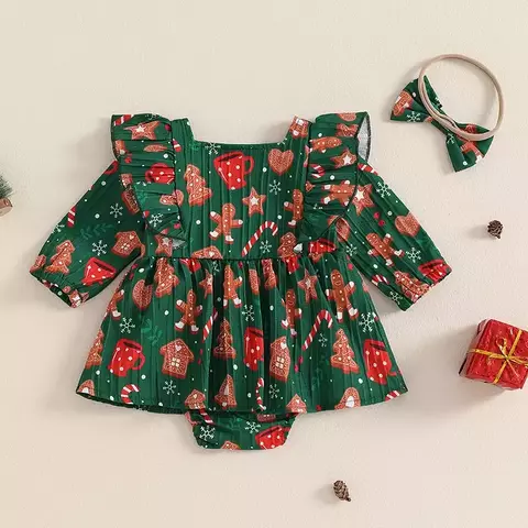Romper de Natal com faixa Bebê
