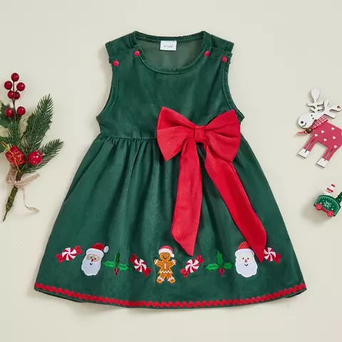 Vestido de veludo de Natal Menina