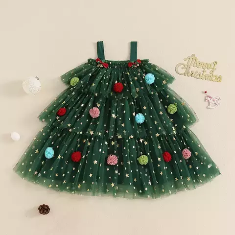 Vestido Tule de natal Menina