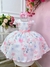 Vestido Infantil Marfim Jardim das Borboletas Buquê Rosa