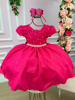 Vestido Infantil Pink Barbie Daminha Sereia Aniversário Rosa Casamento Florista 1 ao 16 Anos