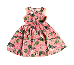 Vestido Infantil Safari de Bichinhos Bebê Estampado Floral 1 ao 3 anos