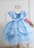 Vestido Azul Claro Luxo Infantil Princesa Frozen Daminha Niver 1/3 - Kafashion
