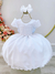 Vestido Infantil Branco Busto Nervura Pérolas 1 Ao 16 Anos - comprar online