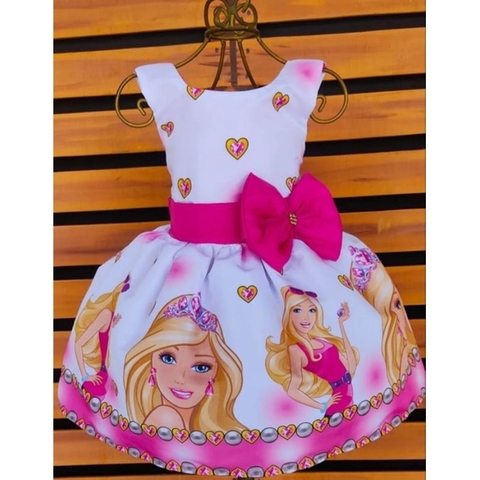 Vestidos Temáticos vários temas borboleta Barbie Doces Rosa menina infantil promoção