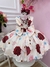 Vestido Infantil Marfim Off-White Marsala Flores Primavera Cinto de Pérolas 1 Ao 16 Anos - Kafashion