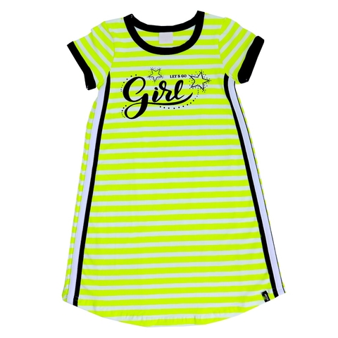 Vestido Infantil Verde Listrado Princesa Menina Princesa Casual Let's go, girls