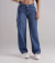 Calça Cargo Jeans Wide Leg Feminina Juvenil Streetwear Azul - comprar online