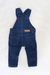 Jardineira Bebê Infantil Veludo Festa Menino Jeans Azul Cinza