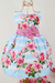 Vestido Luxo temático infantil festa Floral Azul Laço Rosa na internet