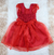 Vestido Branco Batizado Rosa Vermelho Bordado Batizado Daminha de Casamento Festa - loja online