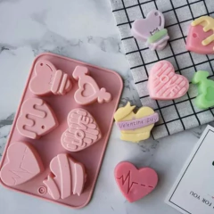 Molde de Silicona Corazones x6 Cav en internet