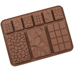 Molde Silicona Multi Tabletas de Chocolate x9 diseños M1