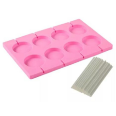 Molde Silicona Chupetin Lollipop X8 Cav 5 cm + 50 palitos