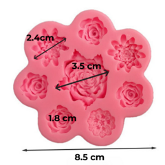 Molde Silicona Flores Rosas x8 cav - comprar online