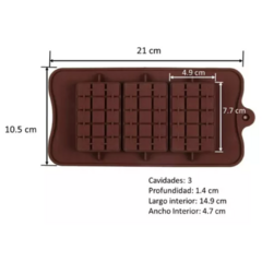 Molde Silicona Tableta Chocolate x3 cav - comprar online