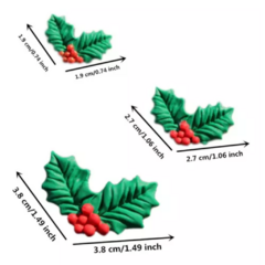 Molde Silicona Hojas Muerdago Navidad x3 Tamaños en internet