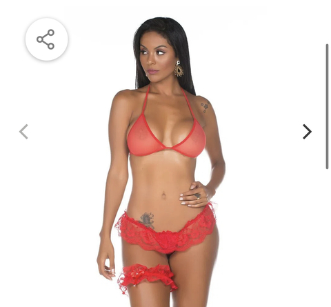 MINI CONJUNTO SEX EM TULE COM PERNEIRA PIMENTA SEXY