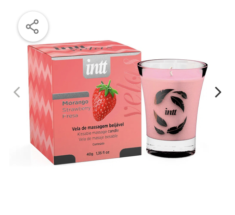 VELA PARA MASSAGEM BEIJÁVEL DE MORANGO INTT