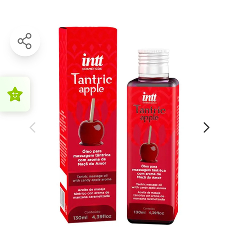 TANTRIC APPLE ÓLEO PARA MASSAGEM TÂNTRICA AROMA MAÇÃ DO AMOR 130ML INTT