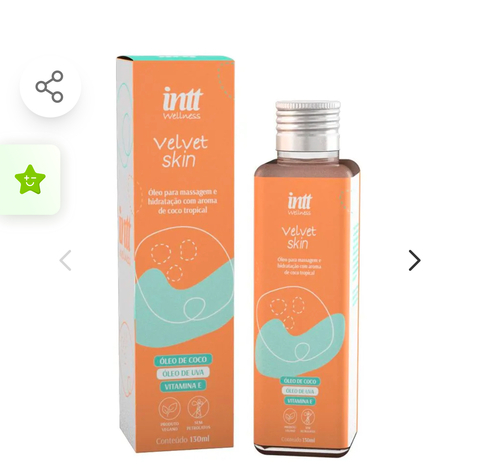 VELVET SKIN ÓLEO PARA MASSAGEM CORPORAL DE COCO TROPICAL 130ML INTT WELLNESS