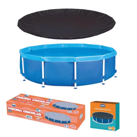 Piscina Redonda 5500 Litros Estruturada com Capa Mor