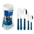 Faqueiro Talheres Leme Inox 40 Peças Tramontina Azul - comprar online