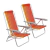 Kit 2 Cadeira De Praia Camping Reclinável Alumínio Bali Laranja Tramontina