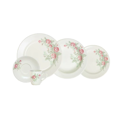 Jogo de Jantar Roseira Real 40 Peças Porcelana Schmidt
