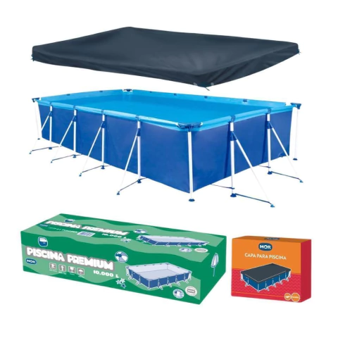 Piscina Retangular 10000 Litros Estruturada Premium Com Capa Mor