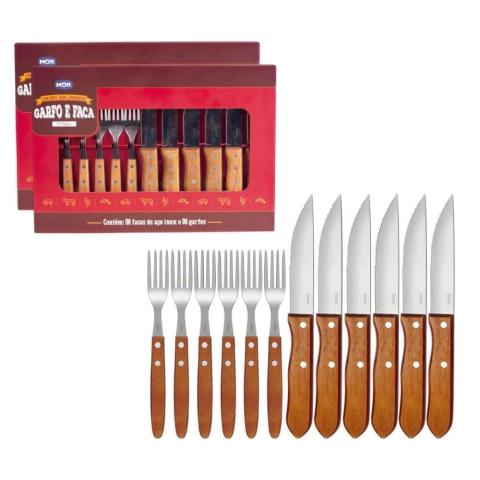 Jogo De Talheres Faqueiro Churrasco Jumbo 24 Peças Mor