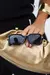 Óculos de Sol AMMU Retangular ATITUDE - Preto Dourado - Acetato -