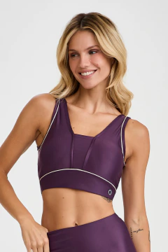 TOP CAJUBRASIL CROPPED ATLETIKA COM BOLSO ROXO FIGO TP1462D