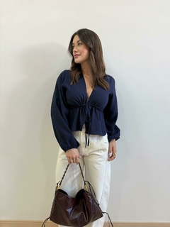 BLUSA BABADO AZUL MARINHO - comprar online