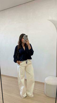BLUSA BABADO AZUL MARINHO - loja online