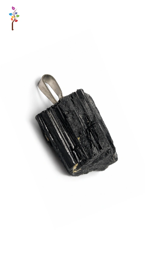 PINGENTE TURMALINA NEGRA PRATEADO 3cm - Proteção contra negatividade
