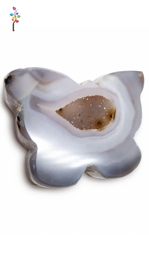 CRISTAL DECORATIVO GEODO BORBOLETA 178g