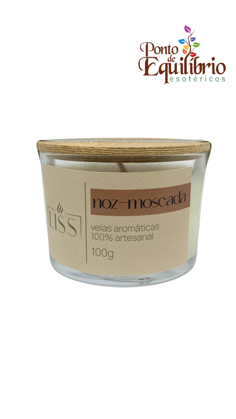 VELA AROMÁTICA NOZ-MOSCADA VIDRO MÉDIO 100g - LISS