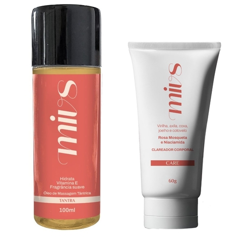 Creme Clareador e Óleo Hidratante Corporal Pós Depilação e Massagem Mivs